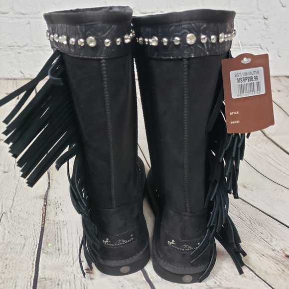 MONTANA WEST Black Sugar Skull Shearling Boots - Picture 5 of 9